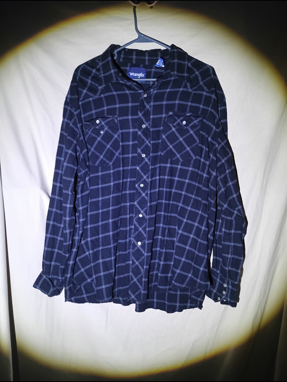 Wrangler Mens Black and Grey Plaid Pearl Snap Western Flannel Shirt Size XXL
